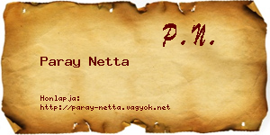 Paray Netta névjegykártya